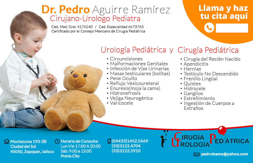 Dr. Pedro Aguirre Ramírez, Cirujano Urólgo Pediatra, Guadalajara, Jalisco, México