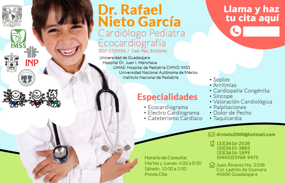 Dr. Rafael Nieto García Cardiólogo Pediatra Ecosonografía Guadalajara Jalisco México